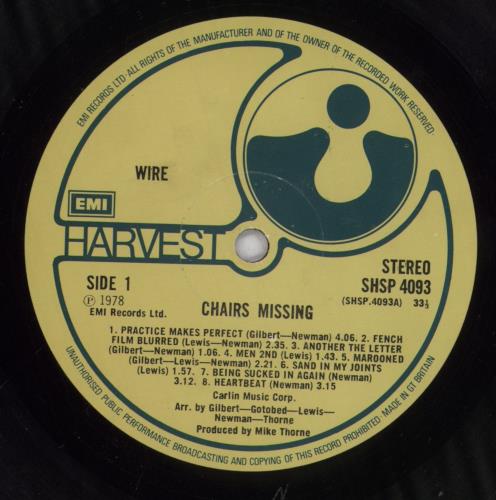 Wire Chairs Missing - 1st - VG UK vinyl LP album (LP record) (727662)